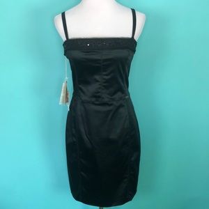 Galliano Black Satin Cocktail Dress 44 (US 8)